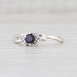 Light Gray Synthetic Sapphire Diamond Bypass Ring Sterling Silver Size 7