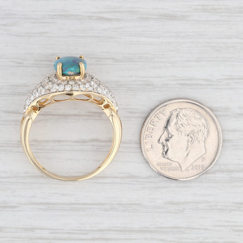 Grey Opal 1ctw Diamond Halo Ring 14k Yellow Gold Size 8 Cocktail