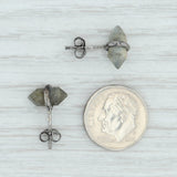 Light Gray New Labradorite Crystal Stud Earrings Sterling Silver Pierced