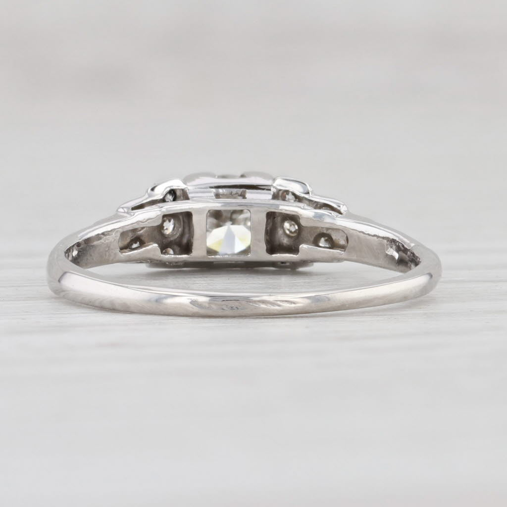 Light Gray Art Deco 0.37ct Diamond Ring Platinum Size 6.25 VS2 Old European Round Cut