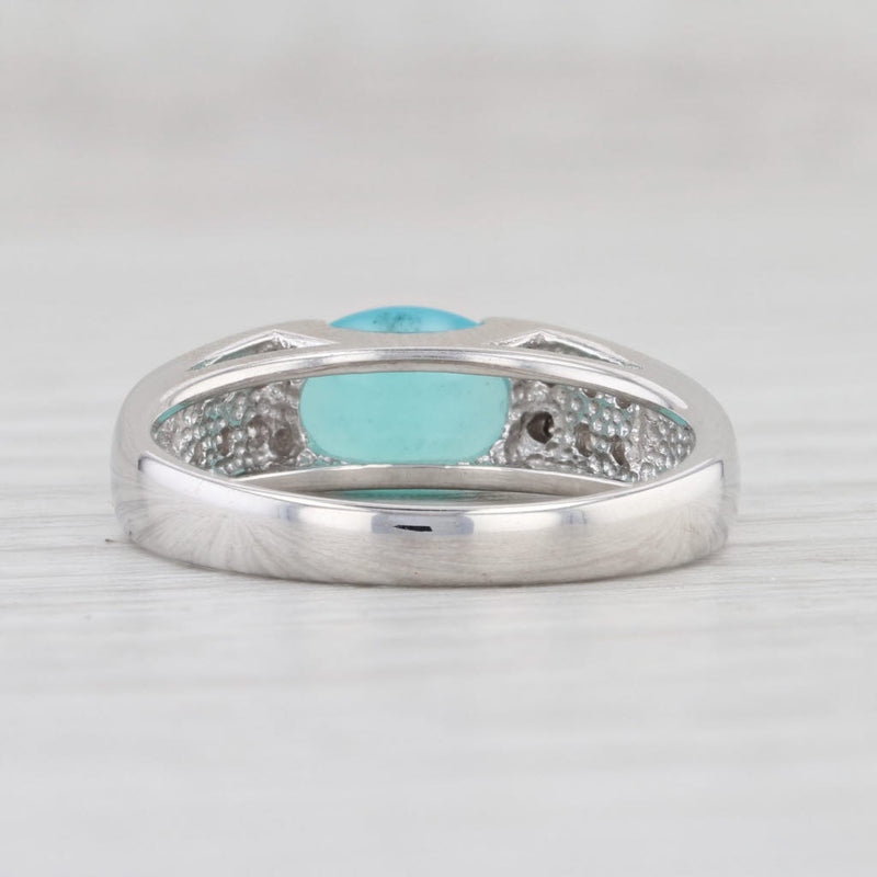Blue Opal Doublet Diamond Ring 14k White Gold Oval Solitaire Size 7