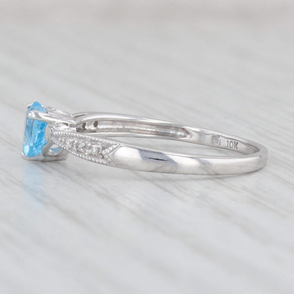 Light Gray 0.58ct Blue Topaz Heart Ring 10k White Gold Size 6.5 Diamond Accents