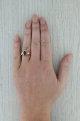 Dark Gray 1.03ctw Blue Sapphire Diamond Ring 14k Yellow Gold Oval Solitaire Size 5.75