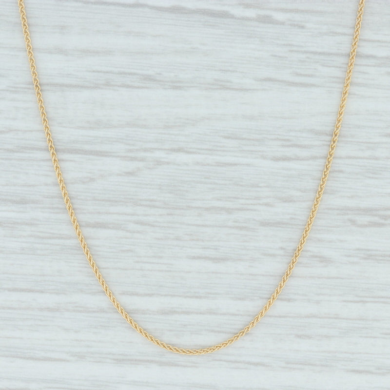 Light Gray New Spiga Wheat Chain Necklace 18k Yellow Gold 22" 0.9mm Italian Lobster Clasp