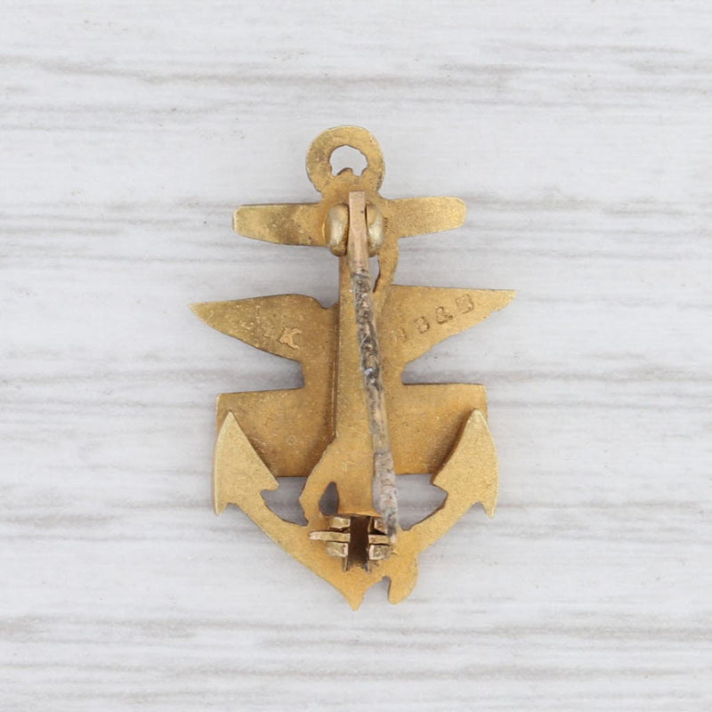 Vintage US Navy Pin 14k Gold Eagle Anchor Badge Military Bailey Banks Biddle
