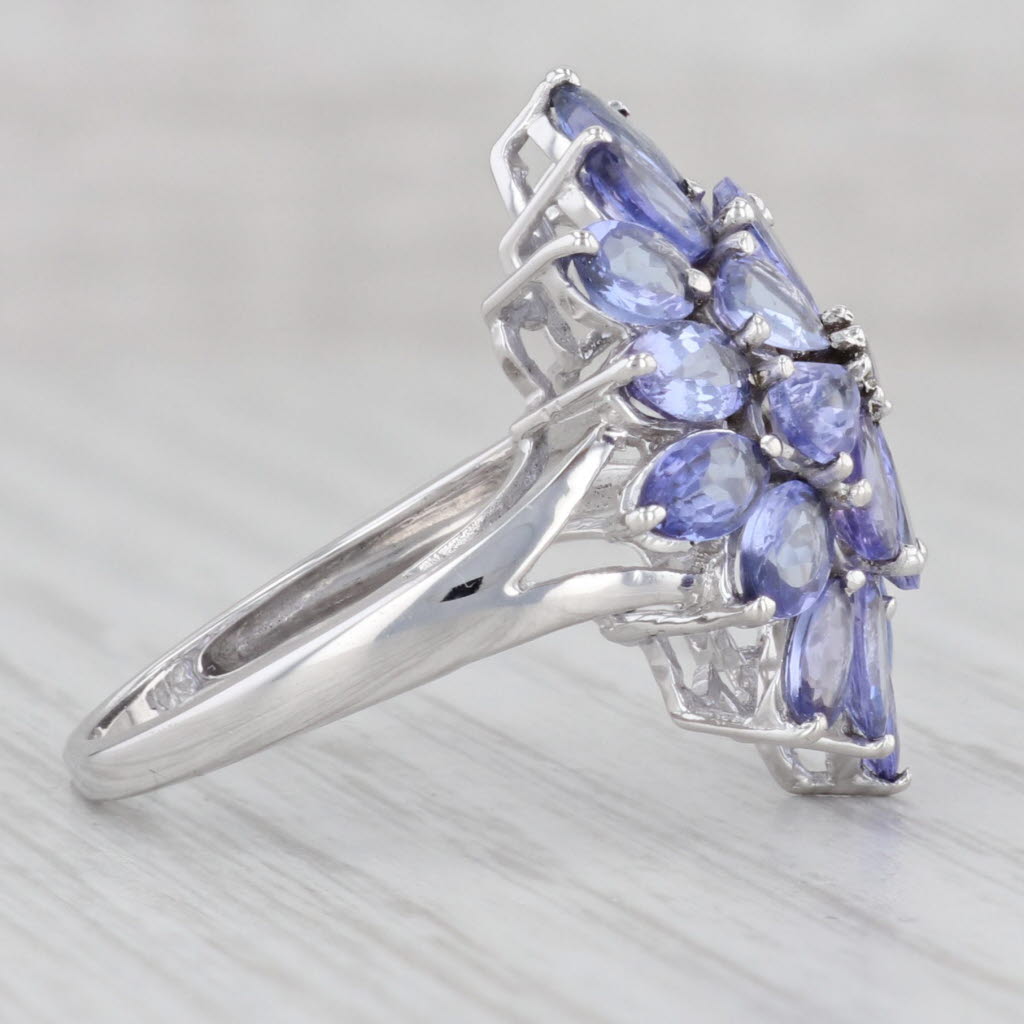 Gray 6.35ctw Tanzanite Flower Cluster Ring 10k White Gold Size 8.5 Cocktail