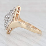 0.47ctw Diamond Marquise Cluster Ring 10k Yellow Gold Size 9 Bypass Cocktail