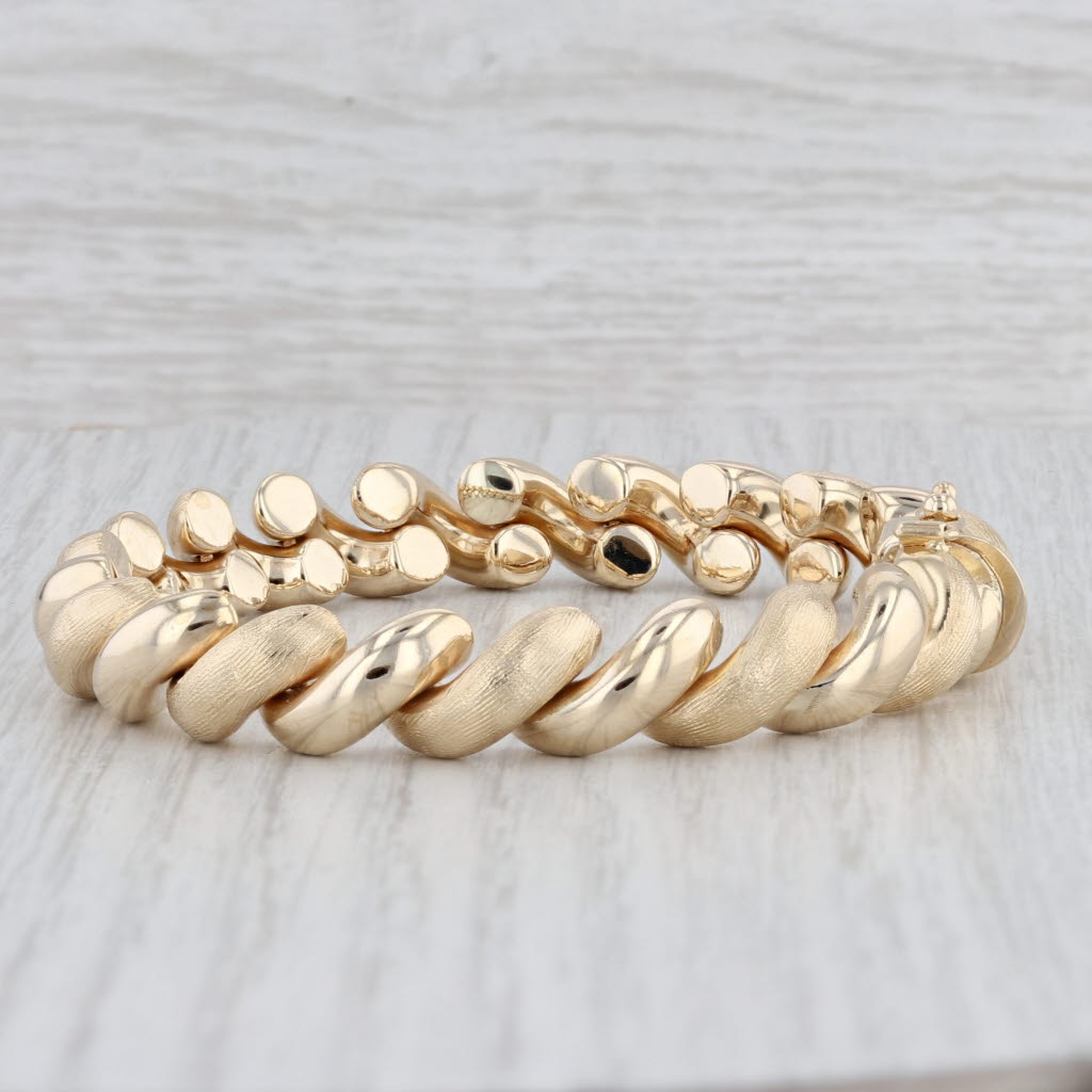 Light Gray San Marco Chain Bracelet 14k Yellow Gold 6.75" 9.3mm Italian