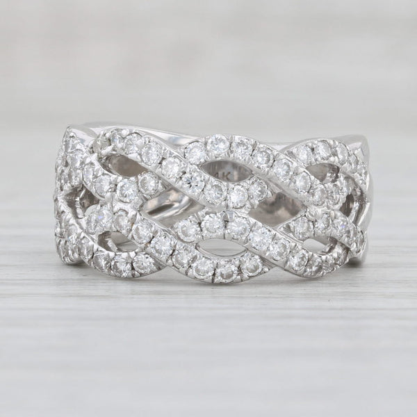 Light Gray 1.10ctw Woven Diamond Ring 14k White Gold Size 6.5