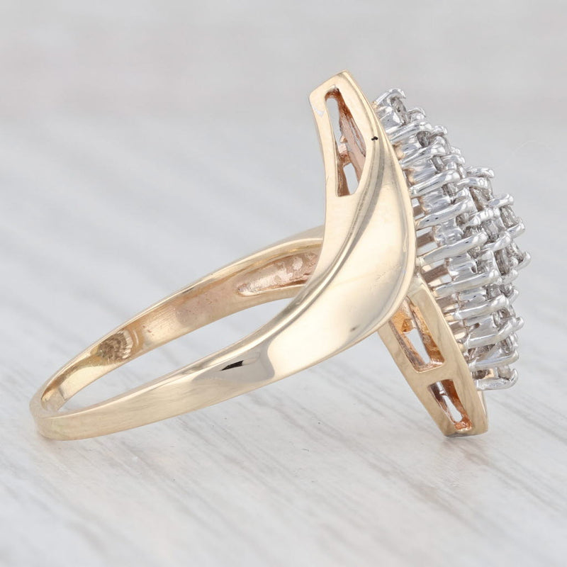 0.47ctw Diamond Marquise Cluster Ring 10k Yellow Gold Size 9 Bypass Cocktail