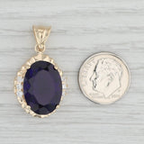 11.70ctw Oval Amethyst Diamond Halo Pendant 14k Yellow Gold