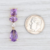 New 3.79ctw Amethyst Sapphire Drop Pendant 10k Yellow Gold