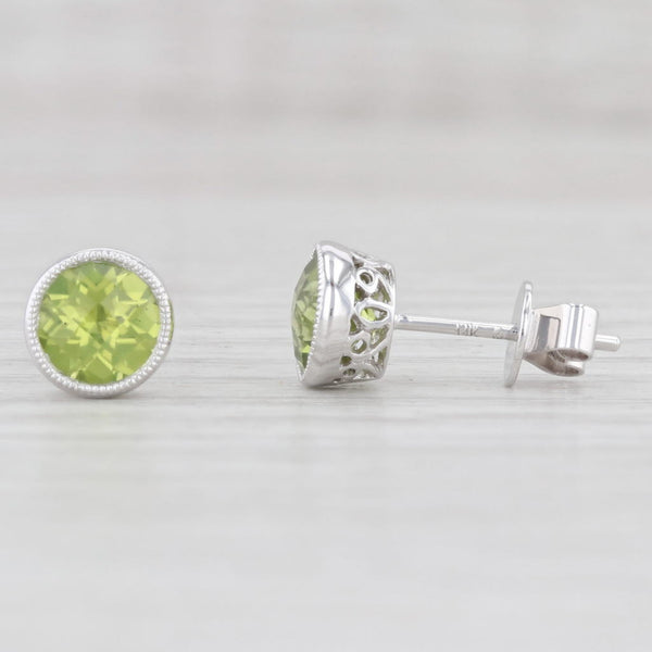 Light Gray New 1.66ctw Peridot Solitaire Stud Earrings 14k White Gold August Birthstone