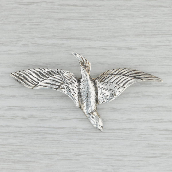 Gray Flying Bird Brooch Sterling Silver Statement Pin Vintage Danecraft Goose