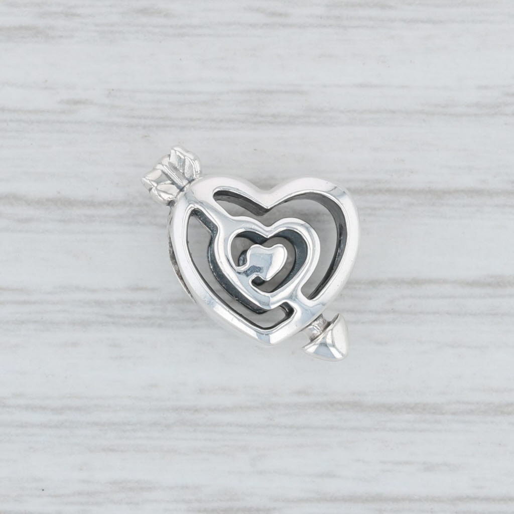 Light Gray New Authentic Pandora Path to Love Charm 797814 Sterling Silver Heart Arrow