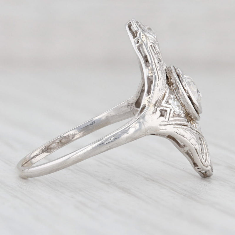 Light Gray 0.65ctw Diamond Filigree Art Deco Ring Platinum Size 7.75