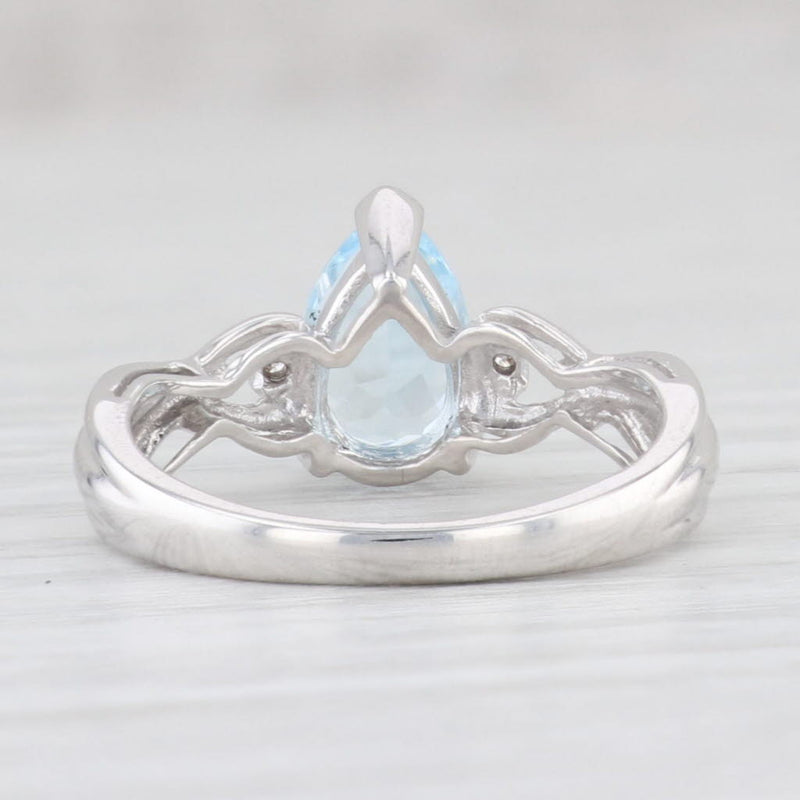 1.52ctw Pear Blue Topaz Diamond Ring 10k White Gold Size 6