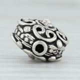 Light Gray Ornate Bead Charm Sterling Silver 925 Slide Jewelry Making