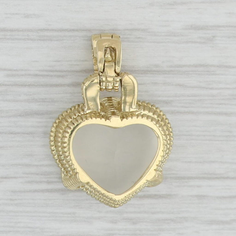 Gray Frosted Quartz Heart Diamond Enhancer Pendant 18k Yellow Gold Judith Ripka