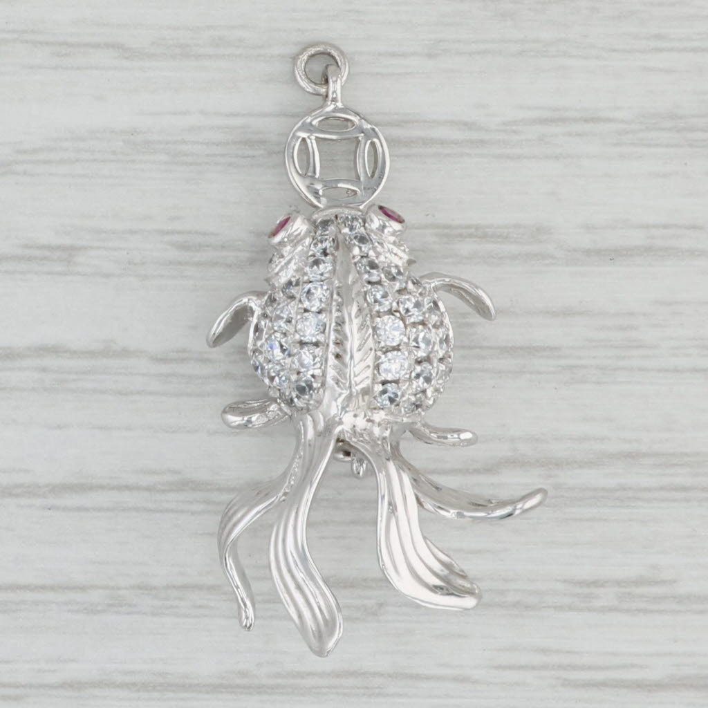 Gray New Fish Necklace Clasp Pendant Sterling Silver Cubic Zirconia Lab Created Ruby