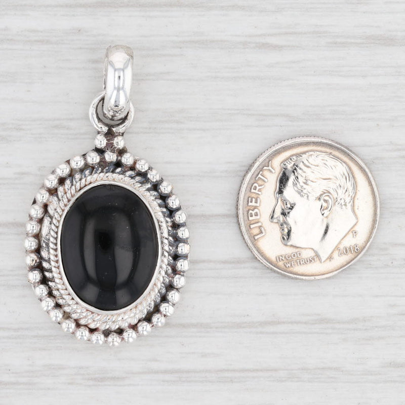 New Onyx Pendant 925 Sterling Silver Oval Solitaire B12620