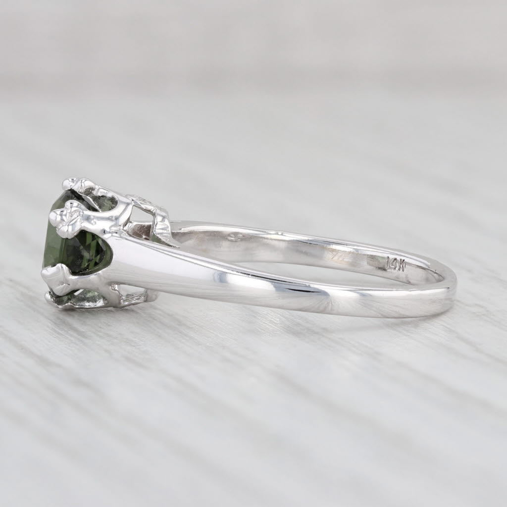 Light Gray 1.46ctw Round Green Tourmaline Solitaire Ring 14k White Gold Sz 7.25 Engagement