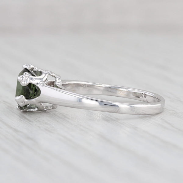 Light Gray 1.46ctw Round Green Tourmaline Solitaire Ring 14k White Gold Sz 7.25 Engagement
