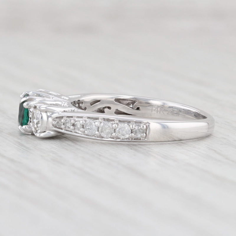 Light Gray Garnet Green Glass Doublet Ring 14k White Gold Size 7 Engagement