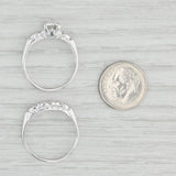 Light Gray 0.11ctw Diamond Engagement Ring Wedding Band Bridal Set 14k White Gold Size 8.5