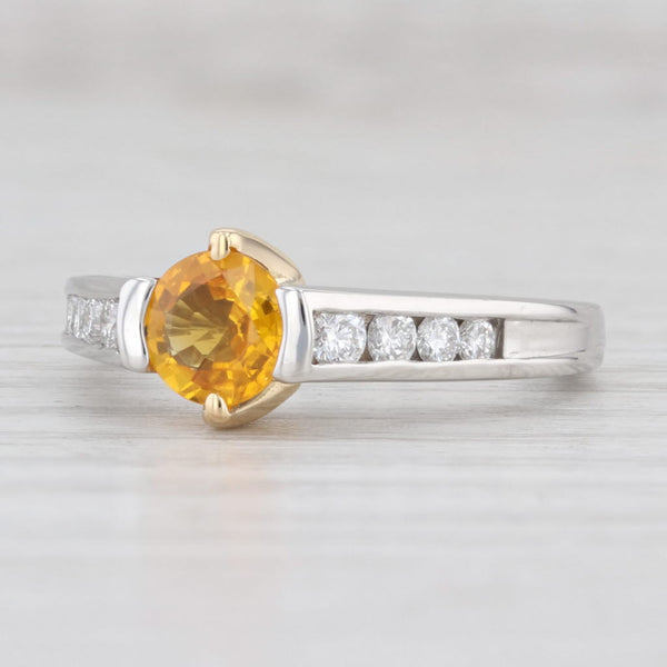 Light Gray 1.10ctw Yellow Orange Sapphire Diamond Ring 18k Gold Platinum Sz 7.25 Engagement