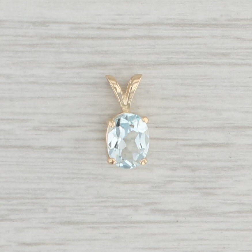 Light Gray New 1ct Aquamarine Pendant 14k Yellow Gold Oval Cut Solitaire March Birthstone