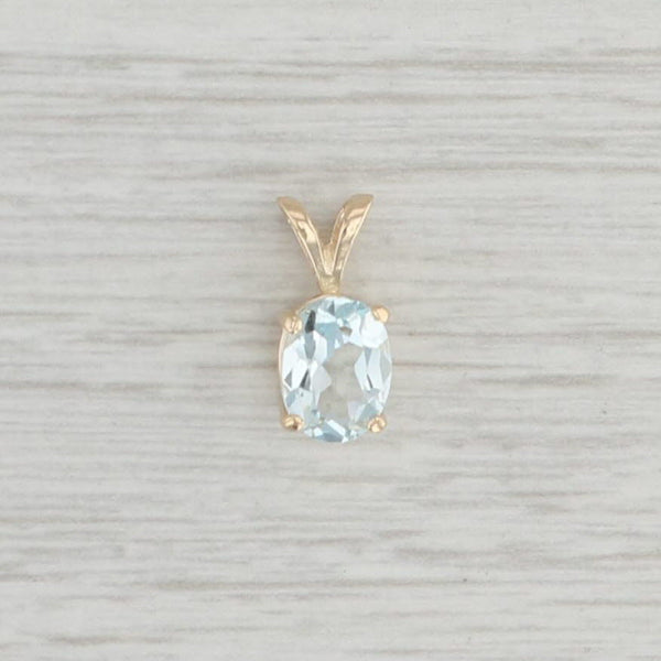Light Gray New 1ct Aquamarine Pendant 14k Yellow Gold Oval Cut Solitaire March Birthstone
