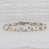 0.54ctw Diamond Woven Bracelet 10k White Yellow Gold 7" 6.3mm
