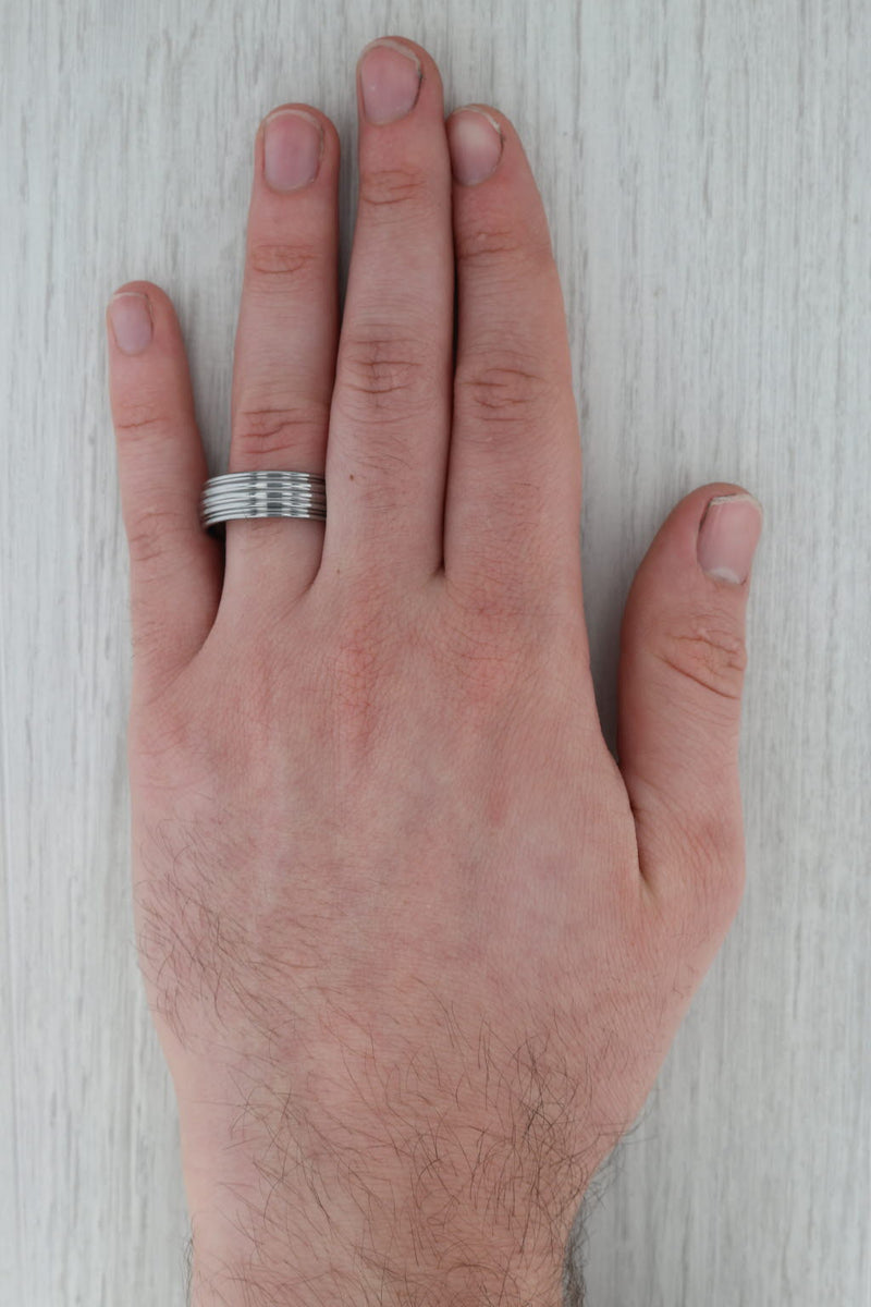 New Ridged Tungsten Carbide Ring Wedding Band 8mm Size 11.5