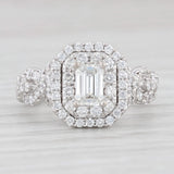 Light Gray 1.47ctw Emerald Diamond Halo Engagement Ring 14k White Gold Celebration Grand