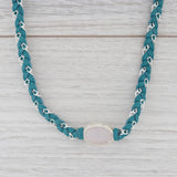 New Nina Nguyen Cordelia Necklace Teal Leather White Druzy Quartz Pendant