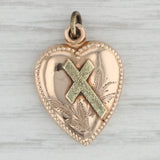 Antique Heart Cross Pendant 14k Rose Yellow Gold Charm Religious Jewelry