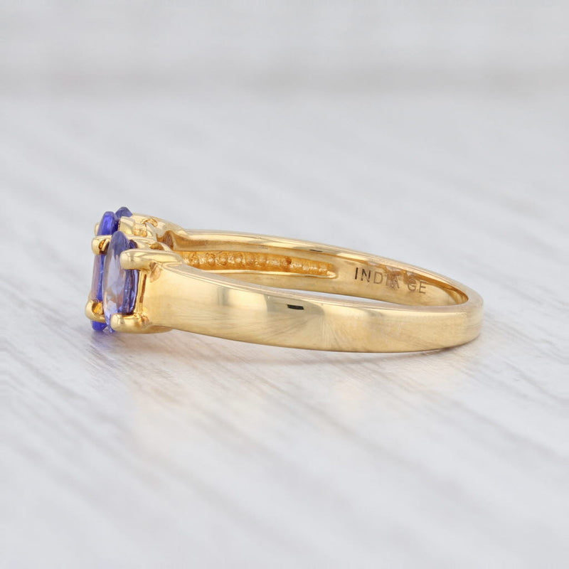 New 1.30ctw Tanzanite Ring Sterling Silver Gold Vermeil Oval 3-Stone Size 9.25