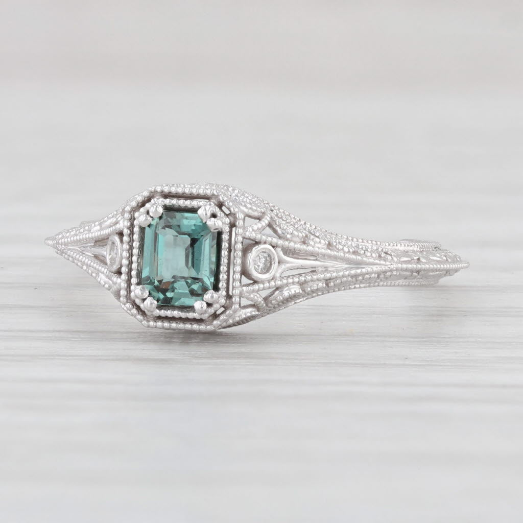 Light Gray New 0.30ct Green Alexandrite Solitaire Ring 14k Gold Size 6.5 Floral Filigree