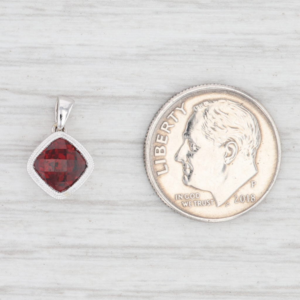 Light Gray New 1.05ct Garnet Drop Pendant 14k White Gold Solitaire January Birthstone