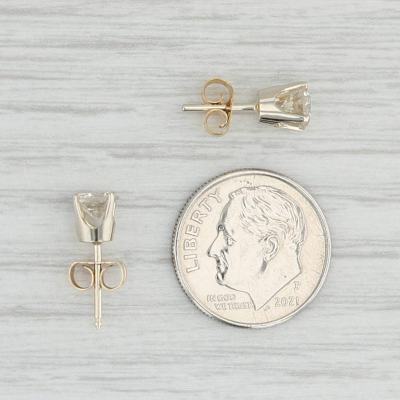 1.07ctw Diamond Stud Earrings 14k Yellow Gold Round Solitaire Studs