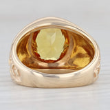 Light Gray 5.50ct Oval Lab Created Yellow Sapphire Ring 14k Yellow Gold Nugget Band Size 8