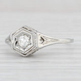 Art Deco 0.20ct Diamond Solitaire Ring 18k White Gold Size 9.5 Belias Engagement
