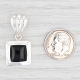 New Onyx Statement Pendant 925 Sterling Silver Square Drop B12674