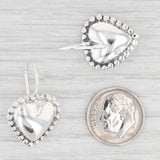 Light Gray New Heart Drop Earrings Sterling Silver Hook Posts Pierced