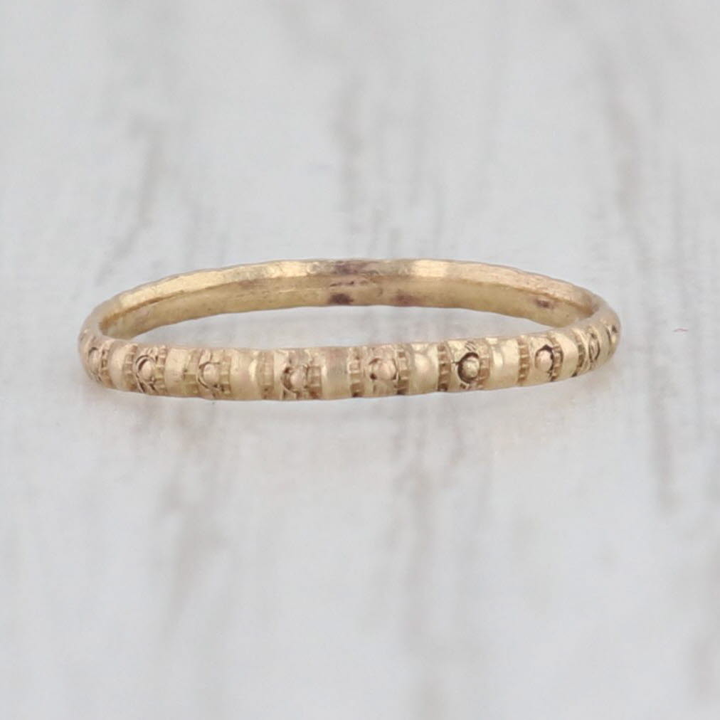 Light Gray Patterned Baby Ring 10k Yellow Gold Size 1 Vintage Band Keepsake