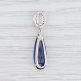 Light Gray New 7ctw Blue & White Synthetic Sapphire Drop Pendant 10k White Gold