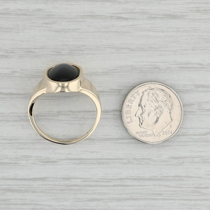 Gray Onyx Oval Cabochon Ring 14k Yellow Gold Size 7.5