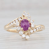 Light Gray 0.86ctw Oval Ruby Diamond Bypass Ring 14k Yellow Gold Size 7