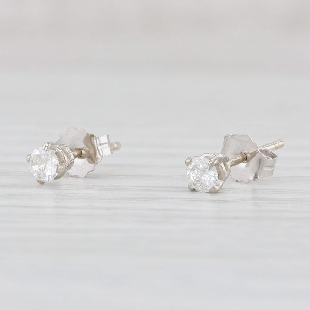 Light Gray New 0.18ctw Round Diamond Solitaire Stud Earrings 14k Gold April Birthstone